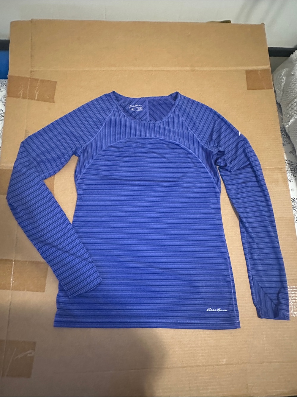 Women's Eddie Bauer Free Dry Motion Tech Performance Shirt XS Purple Striped